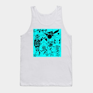 the brick scheme in totem ecopop tribal art with soccer and toys in line art Tank Top